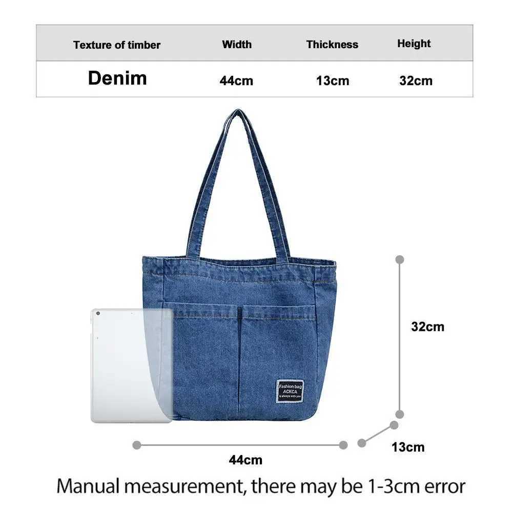 Denim Tote Bag for Women Large Capacity Shopper Bag Korean Style Casual Boho Shoulder Bag Crossbody Handbag for Everyday UseT251020