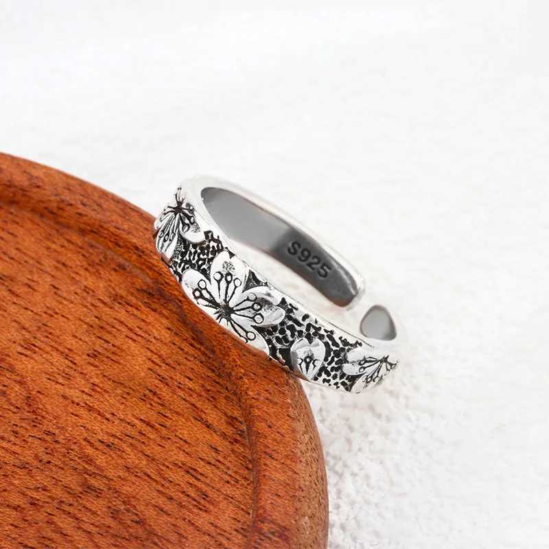 925 Sterling Silver Jewelry Carving Flower Wedding Rings For Women Couple Valentines Gift Prevent Allergy J251020