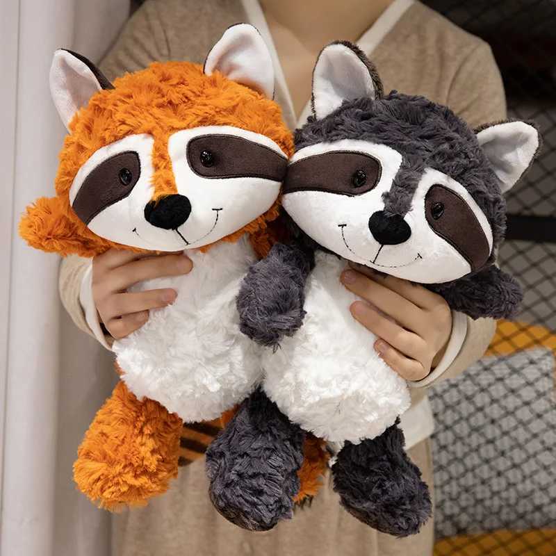 2535cm Gray Raccoon Plush Toy Lovely Sloth Fox Cute Soft Stuffed Animals Doll Pillow For Birthday Gift Valentines Day J251020