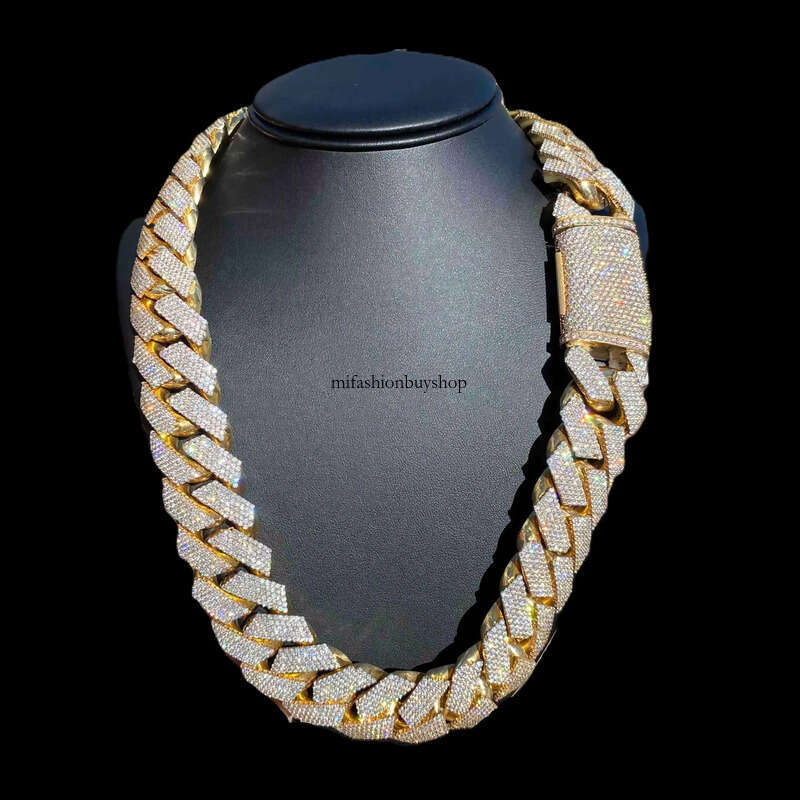 Custom 10k 14k Real Solid Gold Miami Cuban Link 20KT LG Dia Chain for Rappers Man VVS Moissanite Necklace Women