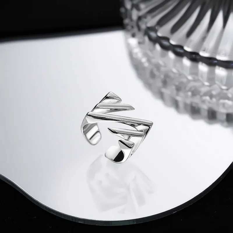 925 Silver Open Finger Ring Punk Lines Geometric Openwork Simple Stackable For Women Girl Jewelry Gift Dropship J251020