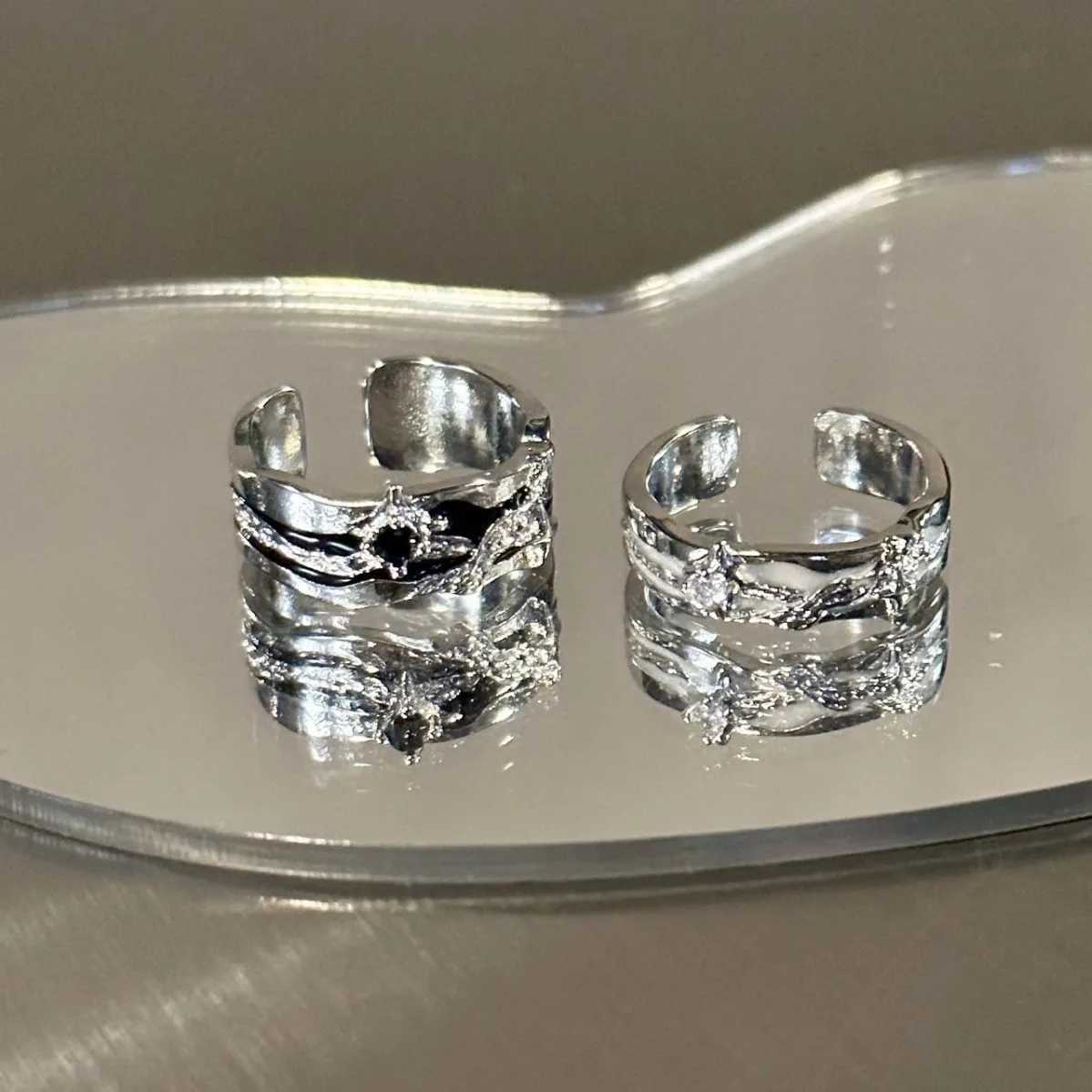 Gothic Dark Wind Starlight Ring for Women and Man Jewelry Star Ring Cold Wind Open Ring Vintage Liquid Punk Jewelry Accessories J251020