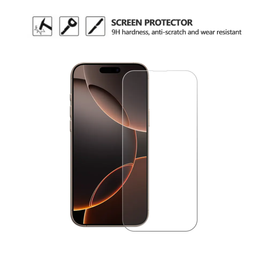 2.5D Clear Screen Protector 0.33mm Thickness Tempered Glass Full Glue for iPhone 17 PRO MAX Samsung A16 A56