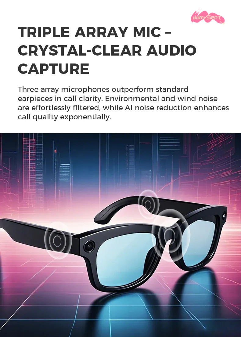 Smart Glasses with Camera: HD 1080P Video Capture Sunglasses | Polarized Lens, Security & Sports DVR Camcorder ddmysept Z260306