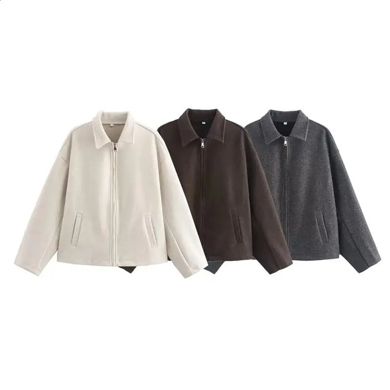 Autumn Jackets Womens Coats Chic Loose Lapel Warm Street Simple Casual Joker Youth Outerwear 251106