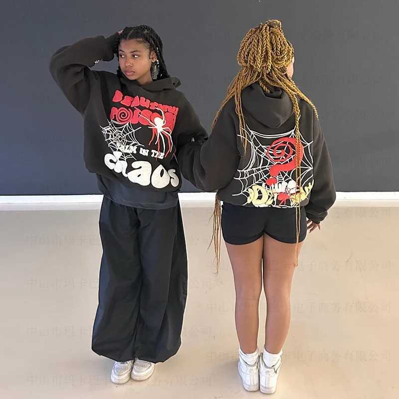Y2K Hoodies Women Harajuku Letter Print Loose Sweatshirt Trousers Hip Hop Punk Long Sleeve Pocket Men Tops Sweatpant Streetwear W251020
