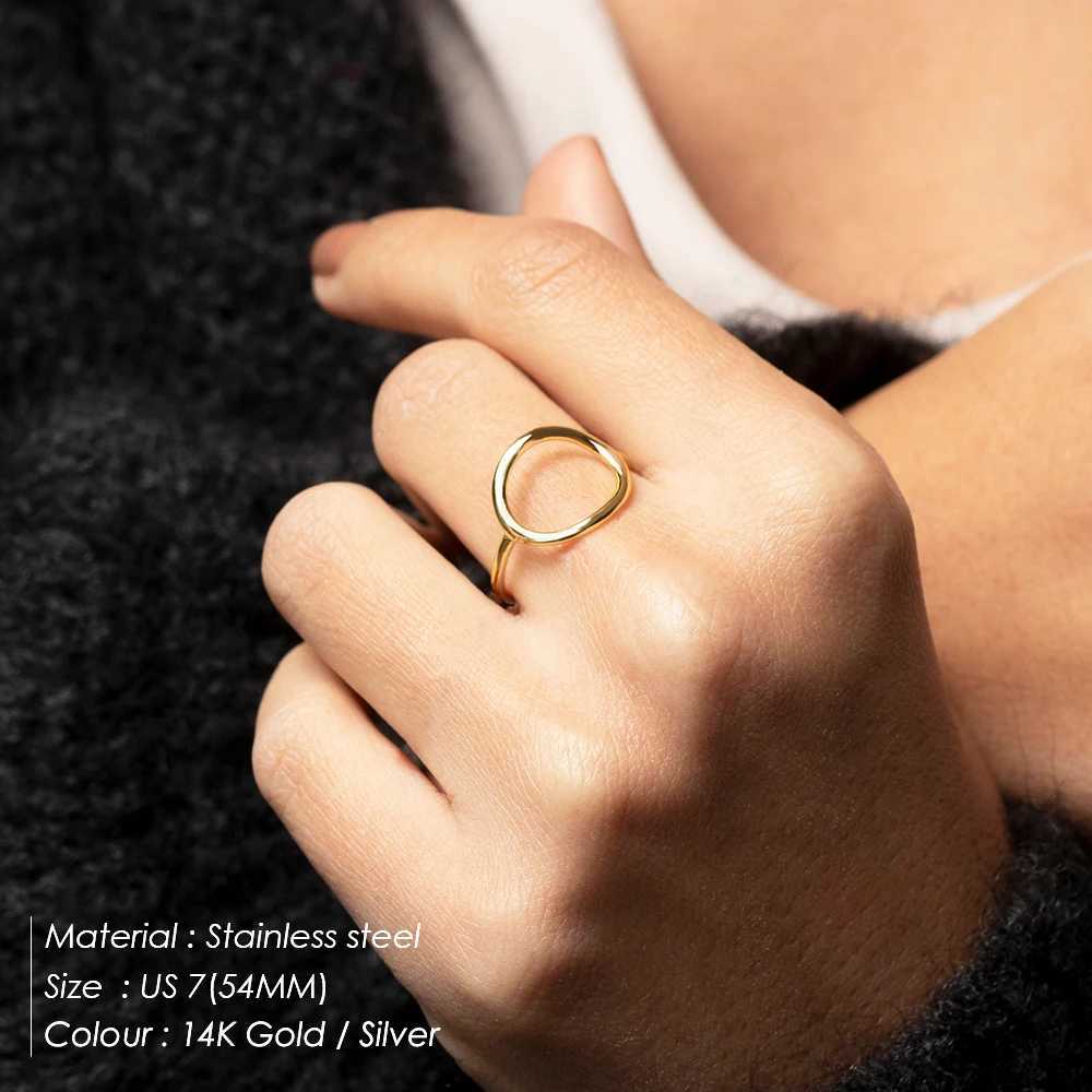 eManco TrenDY Round Ring StainlESS Steel For Women Stackable Round Midi Rings Fine Gift J251020