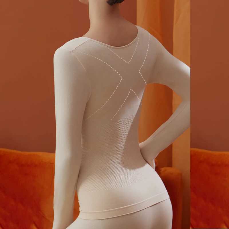 Hot And Warm Underwear Womens Set With Hip Lifting Thickened Round Neck High Elasticity And Slim Fit SetT251020