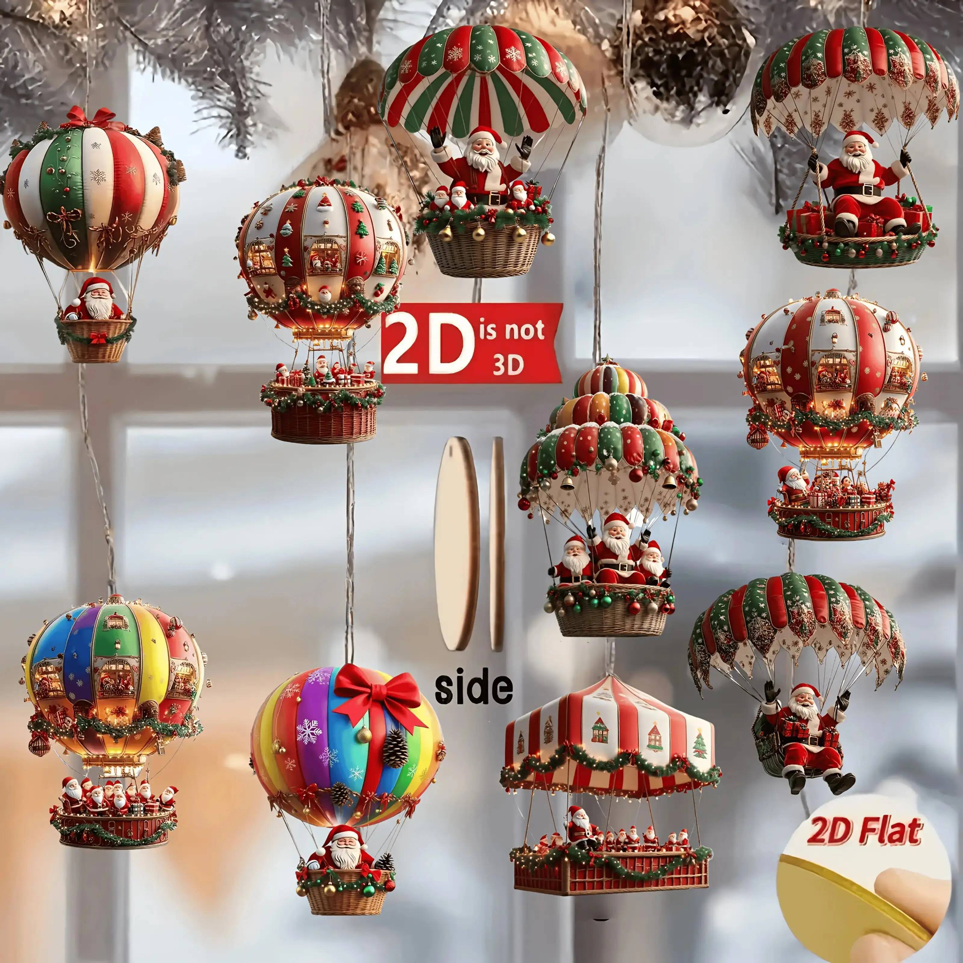 A Set of 10Pcs Santa Claus Parachute Series Handmade Wooden Hanging Ornaments - Perfect Holiday Gift Decoration for Home and Garden ddmynov