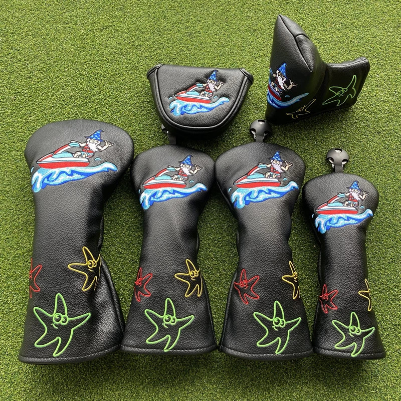 Surfing Mage Golf Club 1 3 5 Wood Headcovers Driver Fairway Woods Cover PU Leather High quality Putter Head Covers 251020