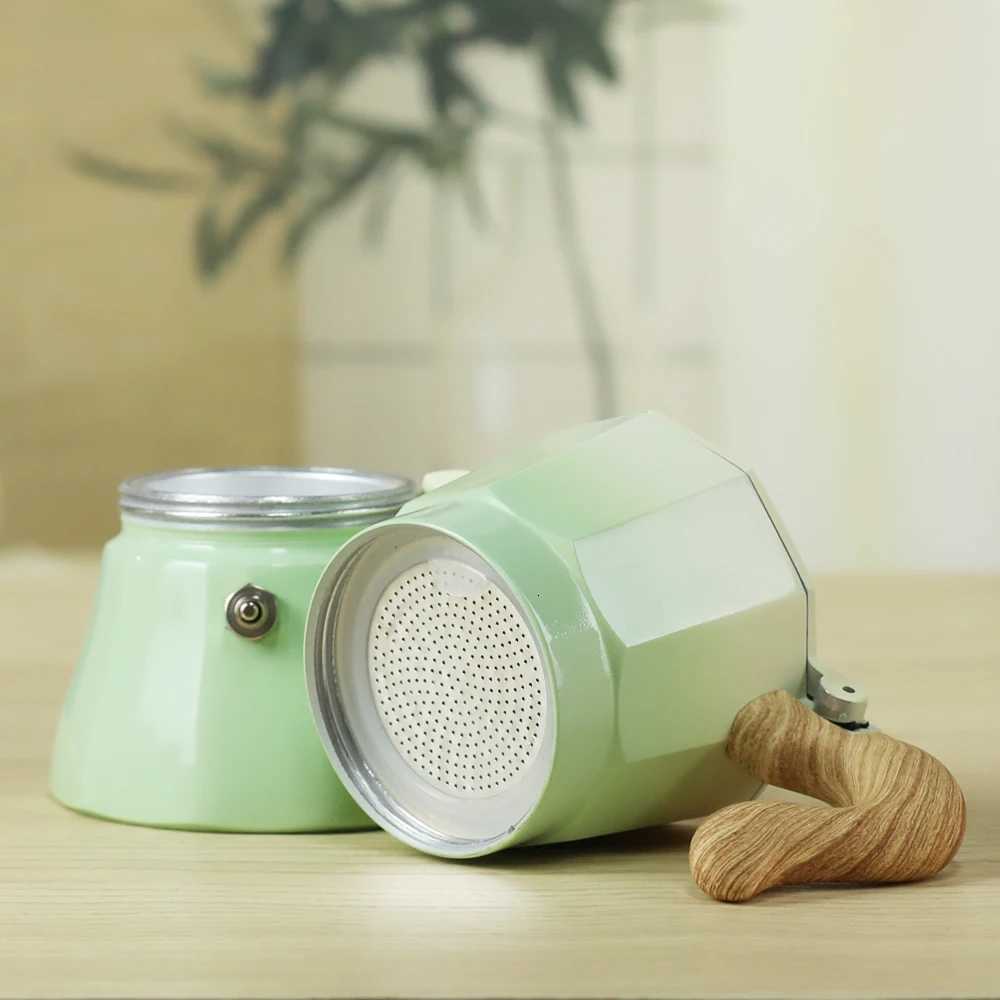 3cup gradient color mocha pot concend extraction coffee pot essential for he outdoor camping and off use Y251020