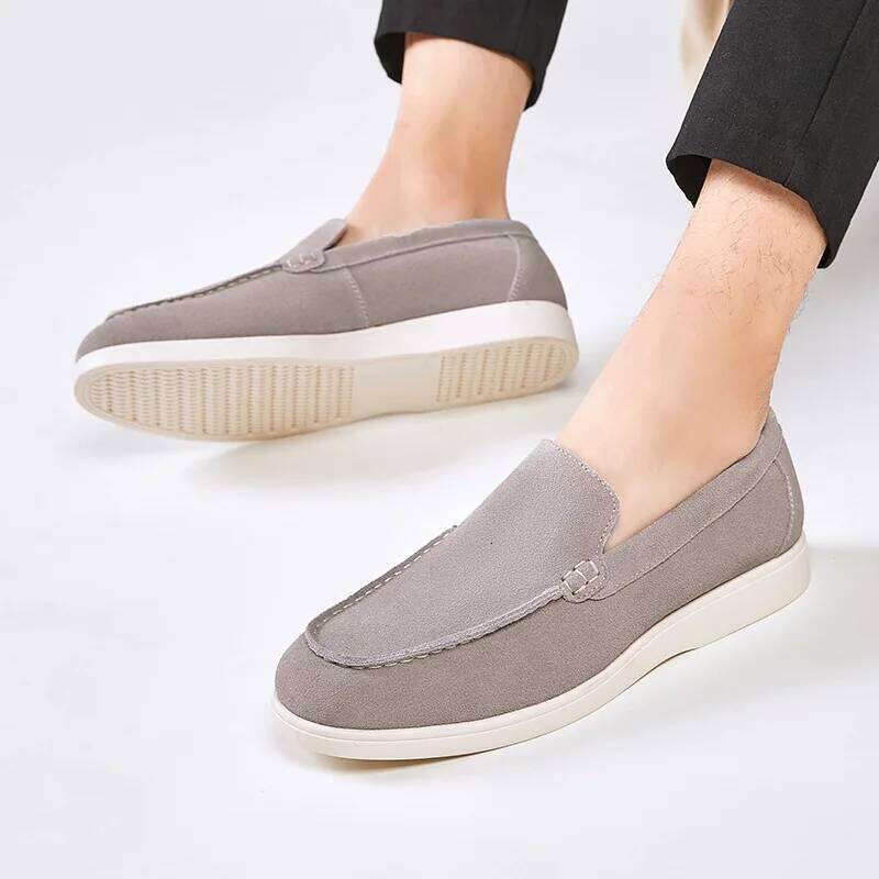 British Style Suede Leather Frosted Loafers Lazy Bean Men Casual Formal Boat Men's Vulcanize Male Shoes Adult