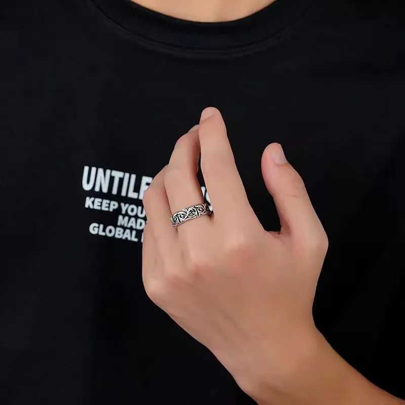 Gothic Personality Cross Sterling Silver Rings Men and Women Lovers Trendsetter Retro Thai Silver Eternal Rattan Ring Jewelry J251020