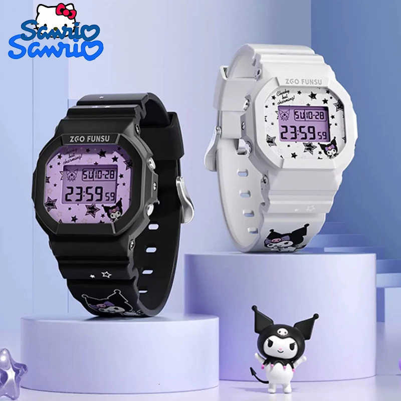Sanrio Sanrio Kuromi Watch LED Digital Watchs Student Versatile Silicone Watch Childrens Wrist Watch Waterproof Sports Kids Clock Gift L251020