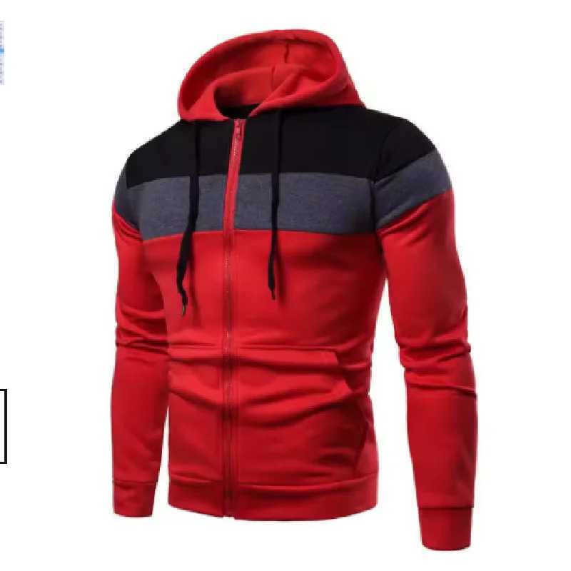 New Mens ZipUp Color Block Hoodie with Casual Stylish Durable FallWinter Top Raglan Sleeves Hoodies Sweatshirt Male W251020