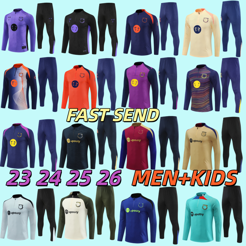 23 24 25 26 Chandal Barcelone Tracksuit Lamine Yamal Lewandowski Soccer Traine Barcelone 2025 2026 Gavi Pedri Ferran Kid Kid Kit Football Tracksuit Sportswear