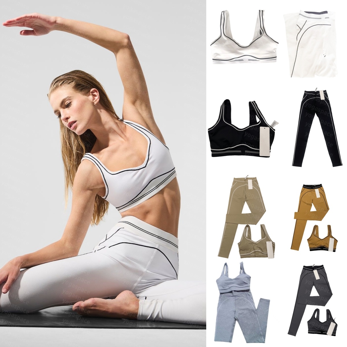 New Top Set Sports Heart Throb Bra+Leggings High End Low Back Dance Yoga Outfits Summer Women Running Fiess Muse aloliness women clothes suit bra set
