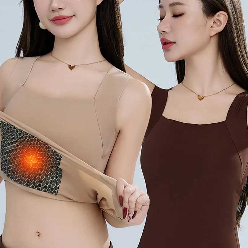 Thermal Underwear Winter New Heating Velvet Warm Tank Tops Solid Color Underwear Women Bottoming Wear Slim WaistcoatT251020