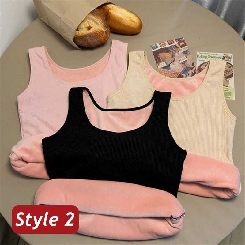 Women Winter Warm Underwear Solid Thermal Casual Nightwear Female Elastic Velvet Sleeveless Tops Ladies Camisole Sexy LingerieT251020