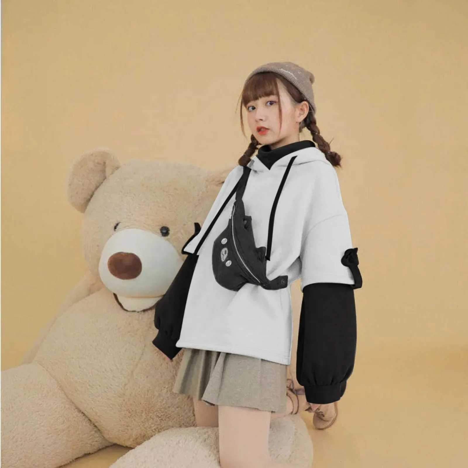 Y2K Clothes Cute bear backpack in spring and autumn fashion Hoodie Womens winter Harajuku loose casual street clothes Japanese W251020