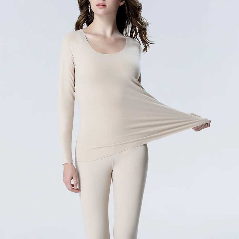 Womens home clothes seamless pajamas thermal underwear plus size plus velvet 5XL long sleeve long pant suit clothes 2piece setT251020