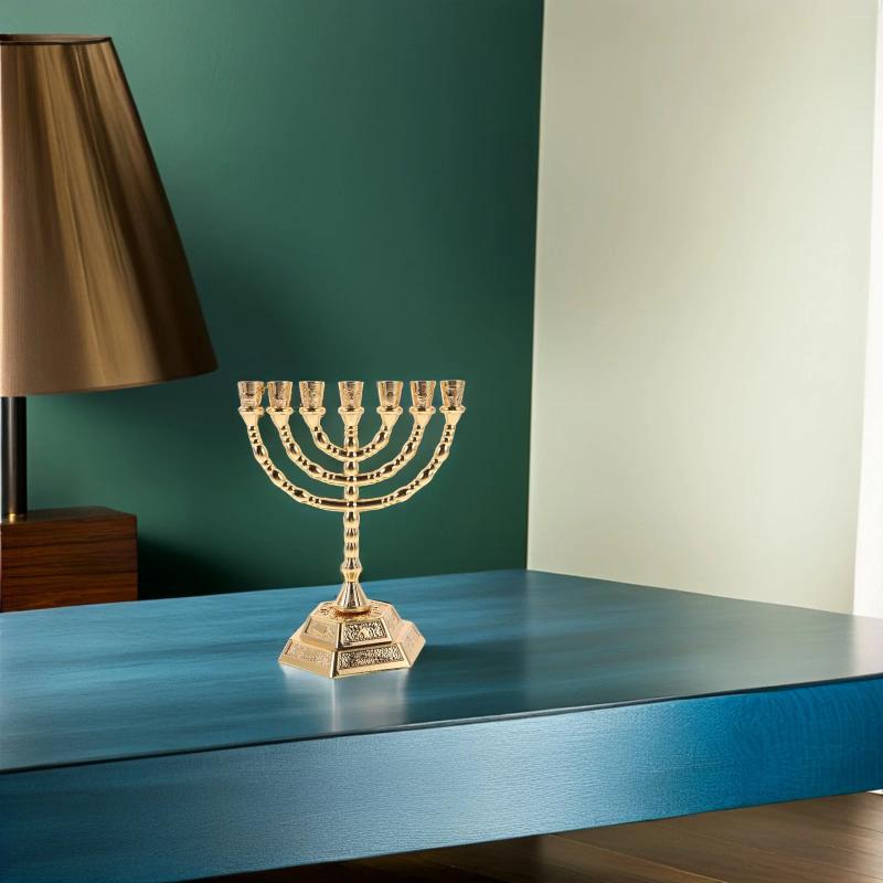 Candle Holders 1 Set 7 Branch Menorah Holder Golden Vintage Candelabrum For Hanukkah Shabbat Table Centerpiece Decorative Jewish H260310