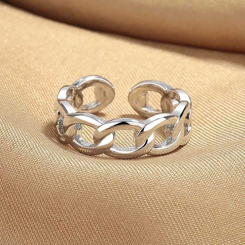 925 Sterling Silver Chain Gold Colour Open Rings For Women Wedding Vintage Luxury Jewelry Accessories J251020