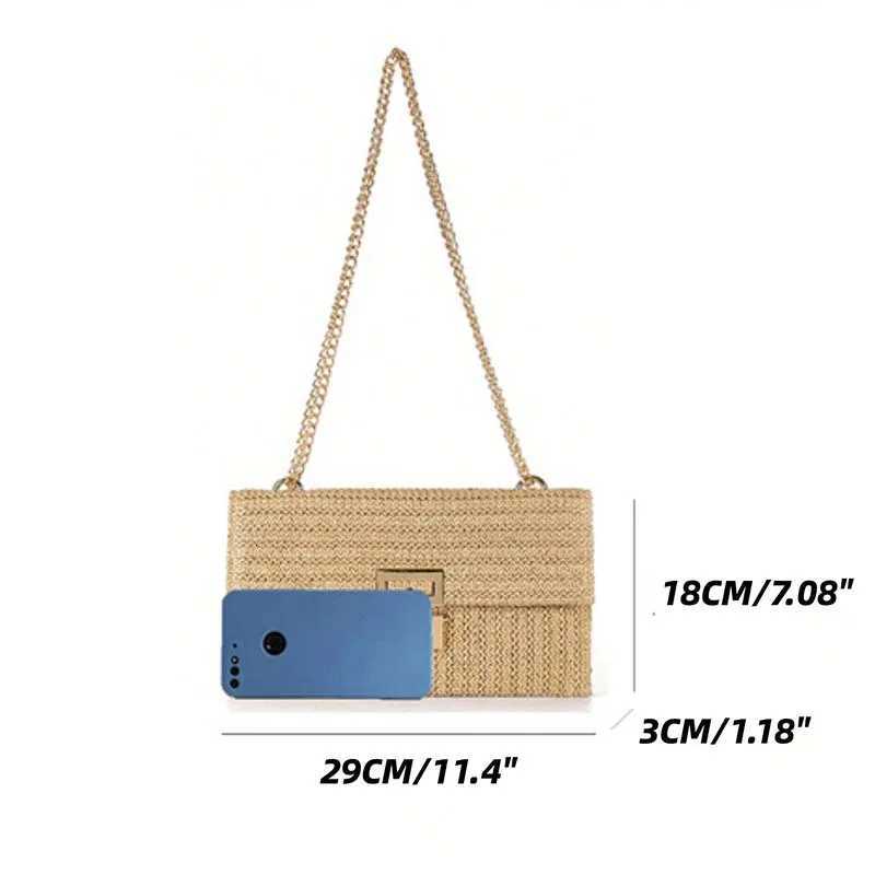 Summer Trend Women Boho Woven Beach Bag Envelope Wallet Flap Handbags Summer Straw Clutch Purses Wicker Shoulder Messenger BagsT251020