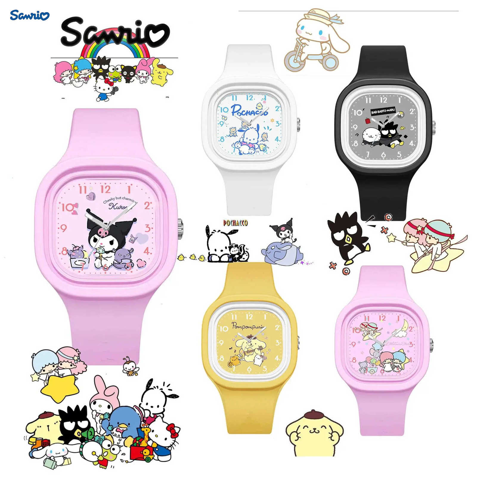 Sanrio Cartoon Sanrio Cinnamoroll Watch Kuromi Hello Kitty Silicone Strap Quartz Casual Melody WristWatch Girls Birthday Gift Cute Toys L251020