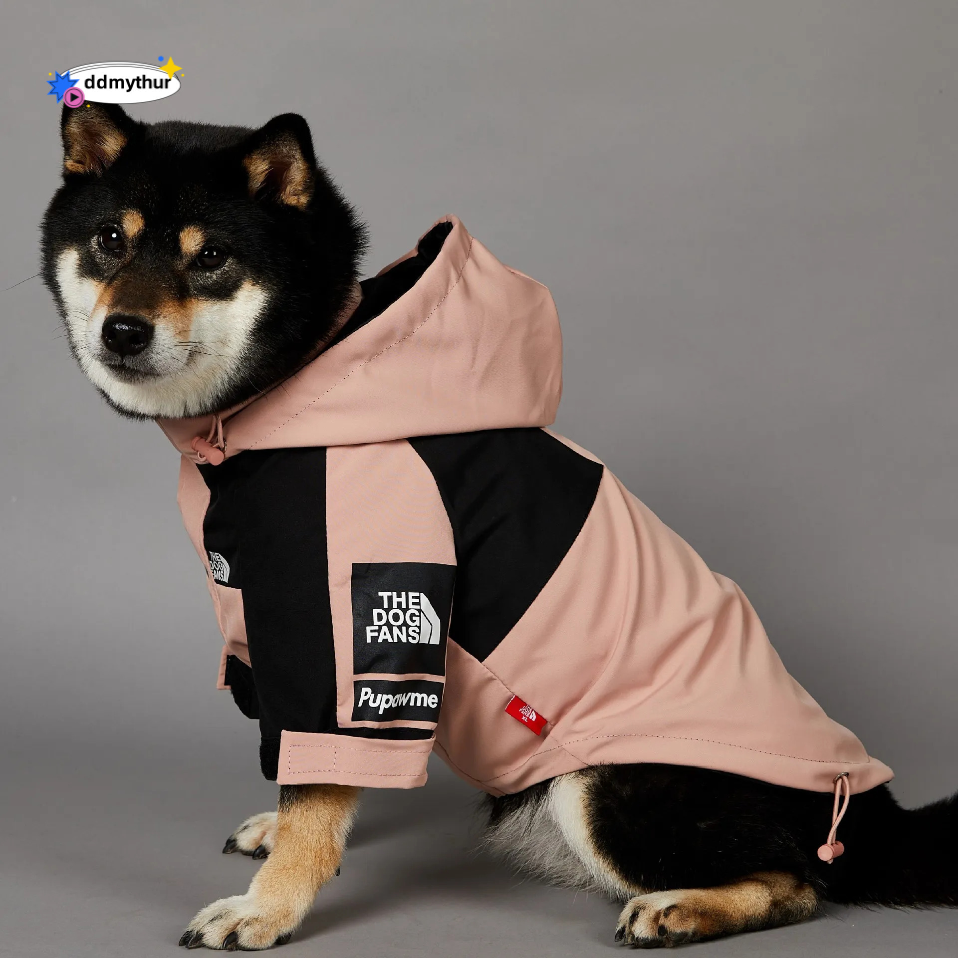 Outdoor Jacket, Warm Coat for Small to Large Dogs, Pink Black Color Dog hooded jacket with Leash Hole, Waterproof Windproof Pet Snow Jacket 5XL A304 d