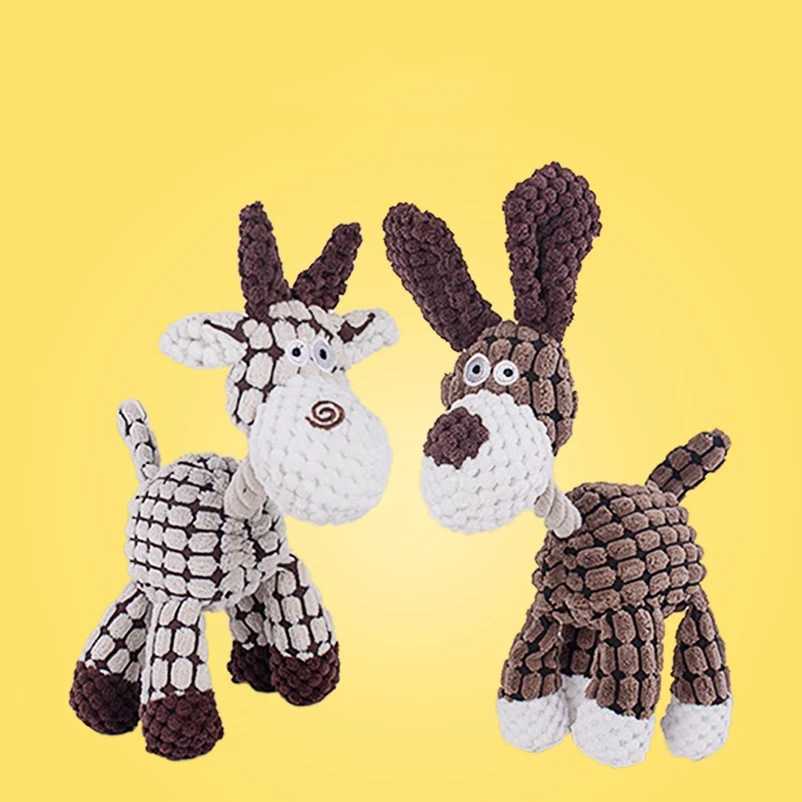 Hot new arrival pet cat dog sound toy cotton rope creative donkey plush bite training interactive pet toy for dog cat grey brown J251020