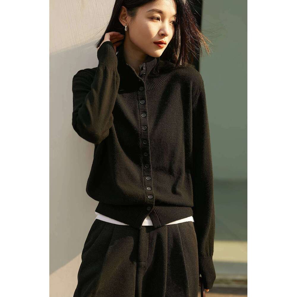 Free-Knit Wise And Relaxed, Italian Craft Wool Cashmere Stand-Up Sweater, New Girl 251020 251020