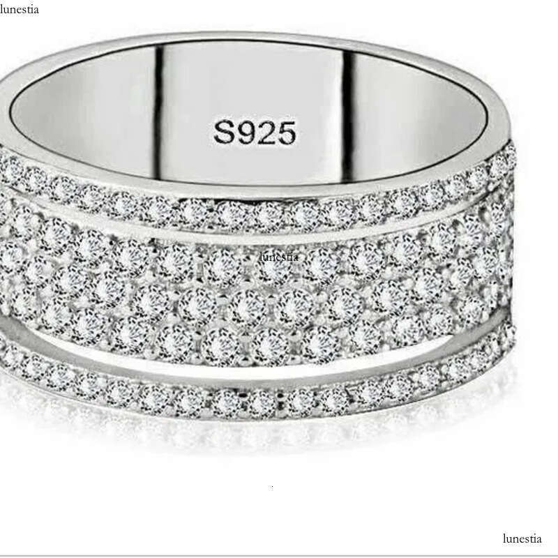 Rulalei Sparkling Jewelry Sterling Sier Pave White Sapphire CZ Dia Gemstones Party Promise Women Wedding Band Ring Gift