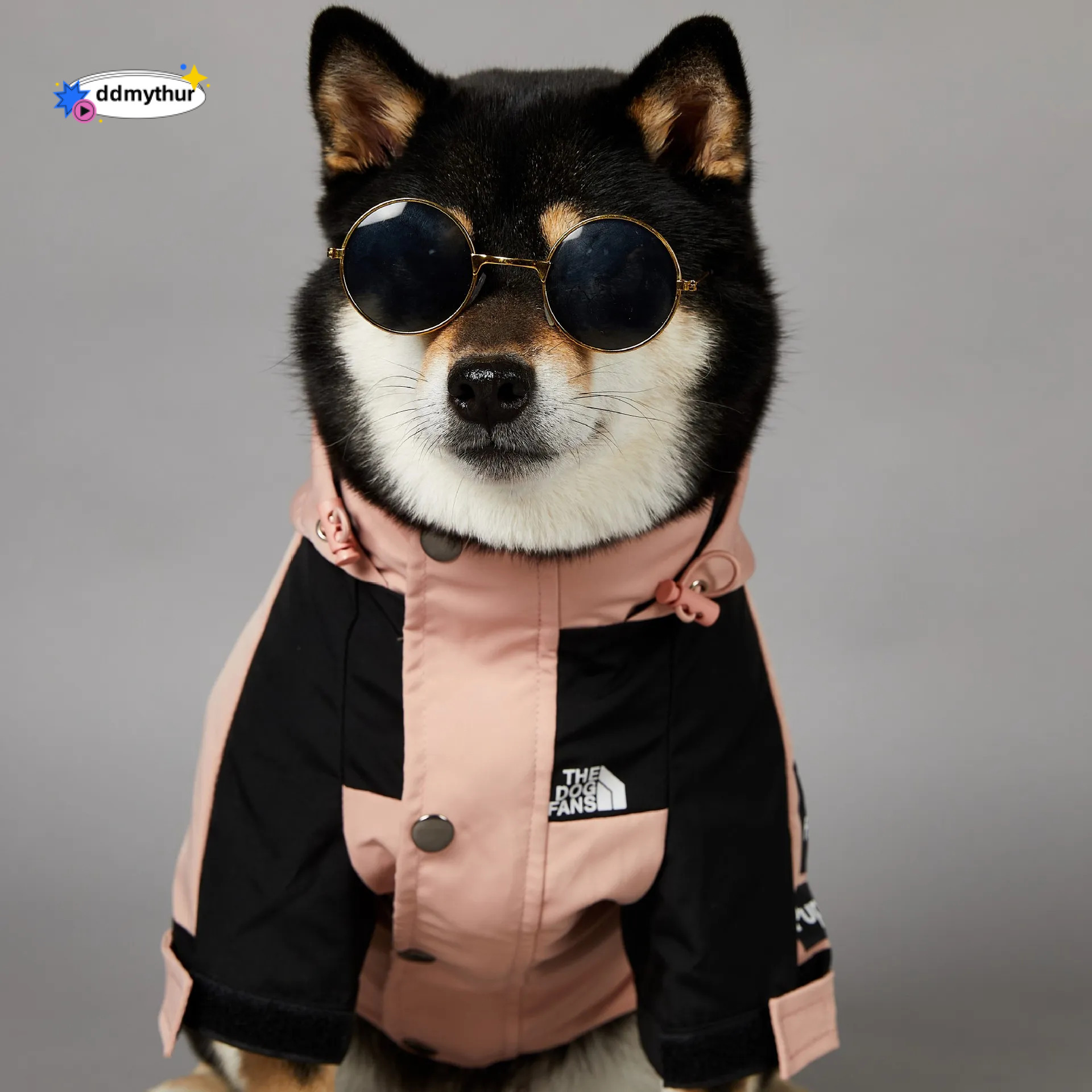 Outdoor Jacket, Warm Coat for Small to Large Dogs, Pink Black Color Dog hooded jacket with Leash Hole, Waterproof Windproof Pet Snow Jacket 5XL A304 d