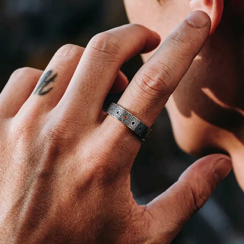 Buyee 925 Sterling Silver Female Male Ring Finger Elegant Crystal Poker Open Ring for Women Men Fashion Fine Jewelry Circle J251020