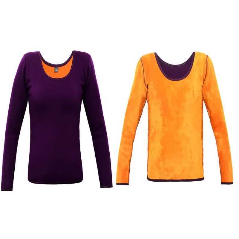 Winter Thicken Thermal Underwear Women Fleece Lined Bottomed Crew Neck Shirt Slim Warm Keep Warm Onepiece Velvet Pullover 3xlT251020