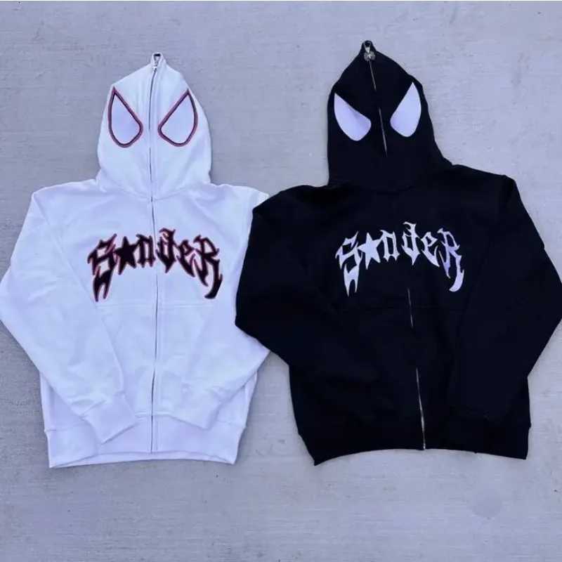 Unisex full zip spider hoodie street style Harajuku graphic oversized jacket hooded sweatshirt punk gothic Y2K clothing W251020