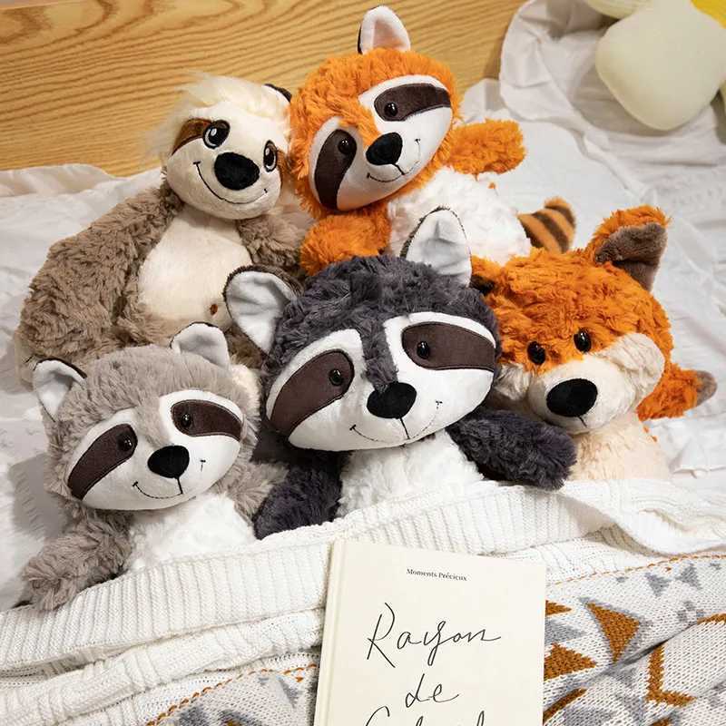 2535cm Gray Raccoon Plush Toy Lovely Sloth Fox Cute Soft Stuffed Animals Doll Pillow For Birthday Gift Valentines Day J251020