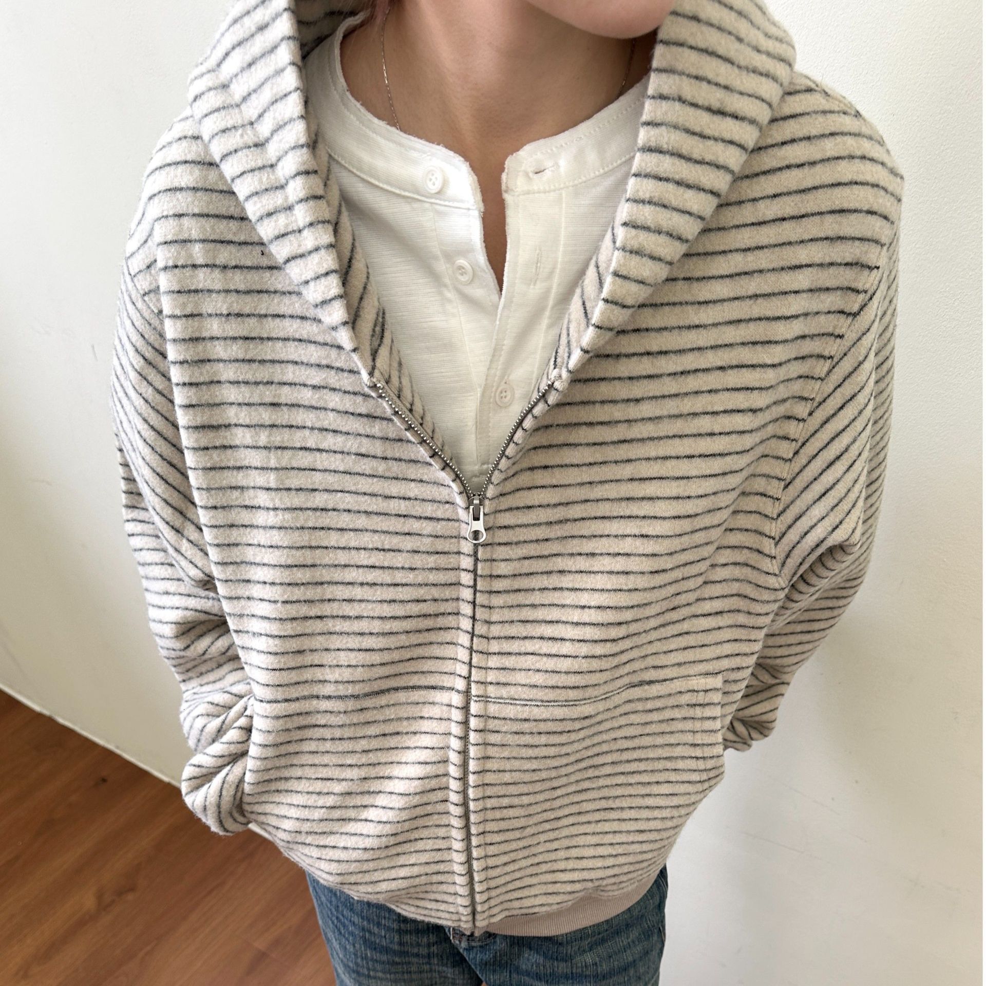 EME Early Autumn New Striped Fleece Comfortable Commuting Daily Designer Hoodie Jacket Tracksuit Men Polo Veste Coat Zipper Casual Hooded Loose Boxy S
