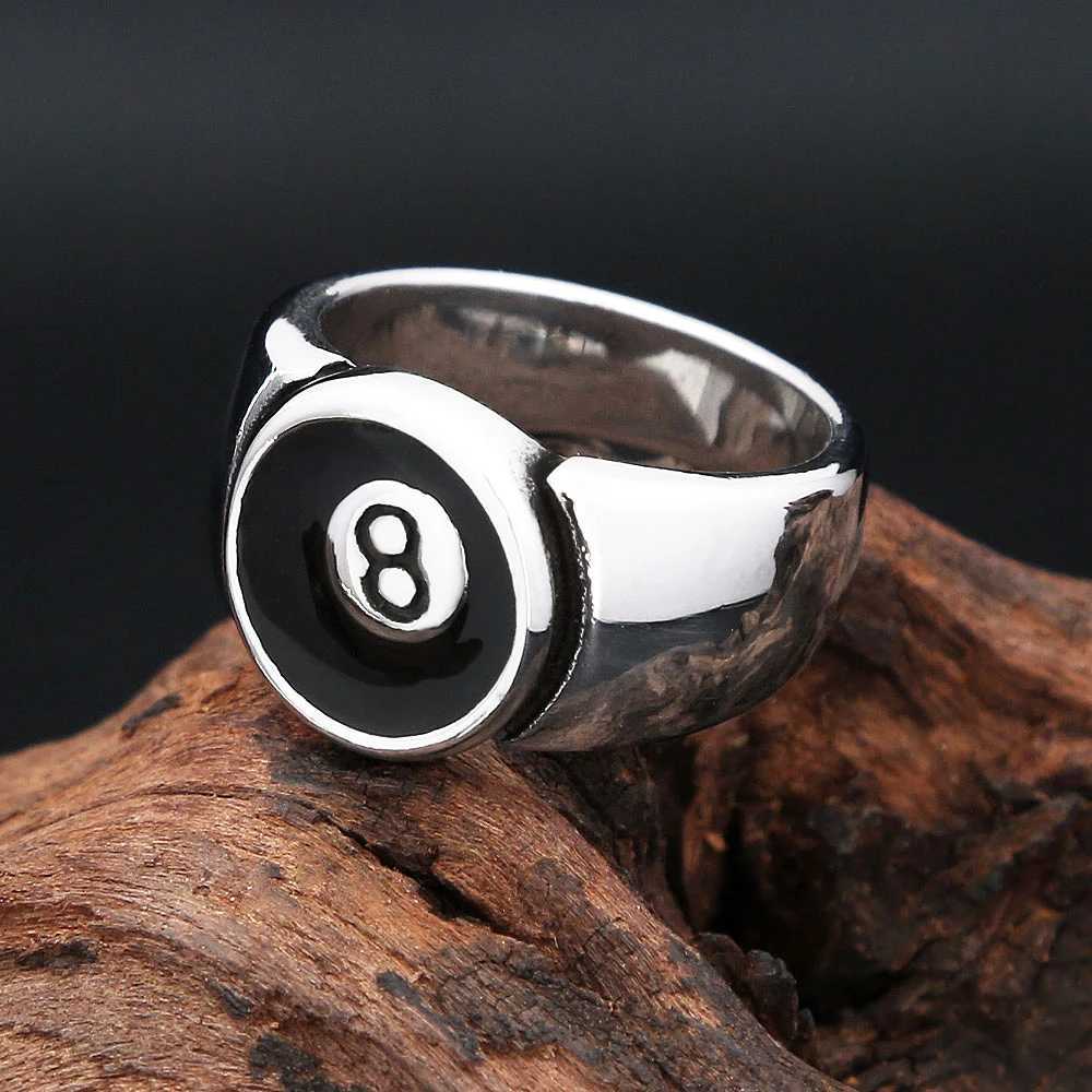 Fashion Punk Stainless Steel Number Black 8 Rings For Men Women Hip Hop Rock Eight Billiard Ball Ring Party Jewelry J251020