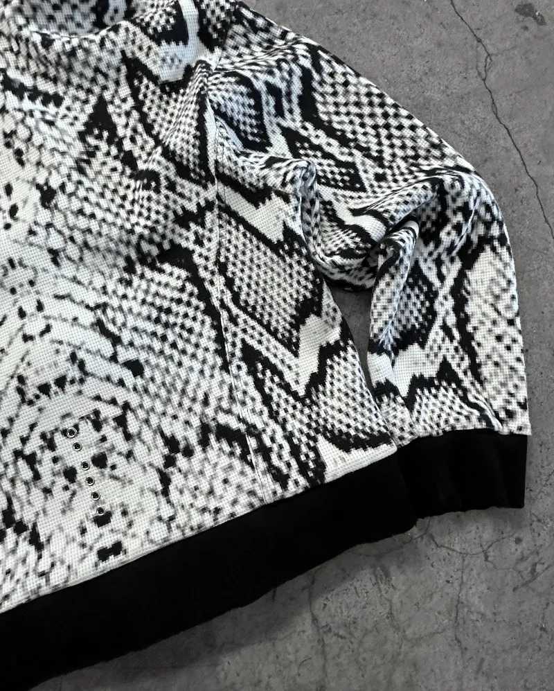 Y2K new Gothic black white snake pattern zipper men hoodie European American retro hiphop fashion high street hoodie W251020
