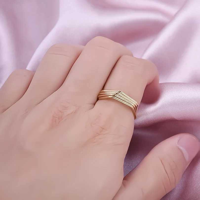 12pcs Stainless Steel Rings Minimalist Hexagonal Four Lines Ring Design Sense Popular Open Ring For Women Jewelry Party Gifts J251020