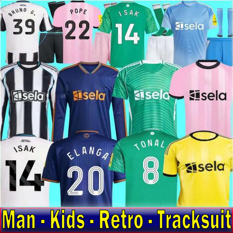 newcastle 25 26 TONALI NEWCASTL E soccer jerseys BLACK Kids ELANGA BARNES BRUNO G. Gordon newcastle Football Shirt Home Away Botman fans WINNERS TRAIN...
