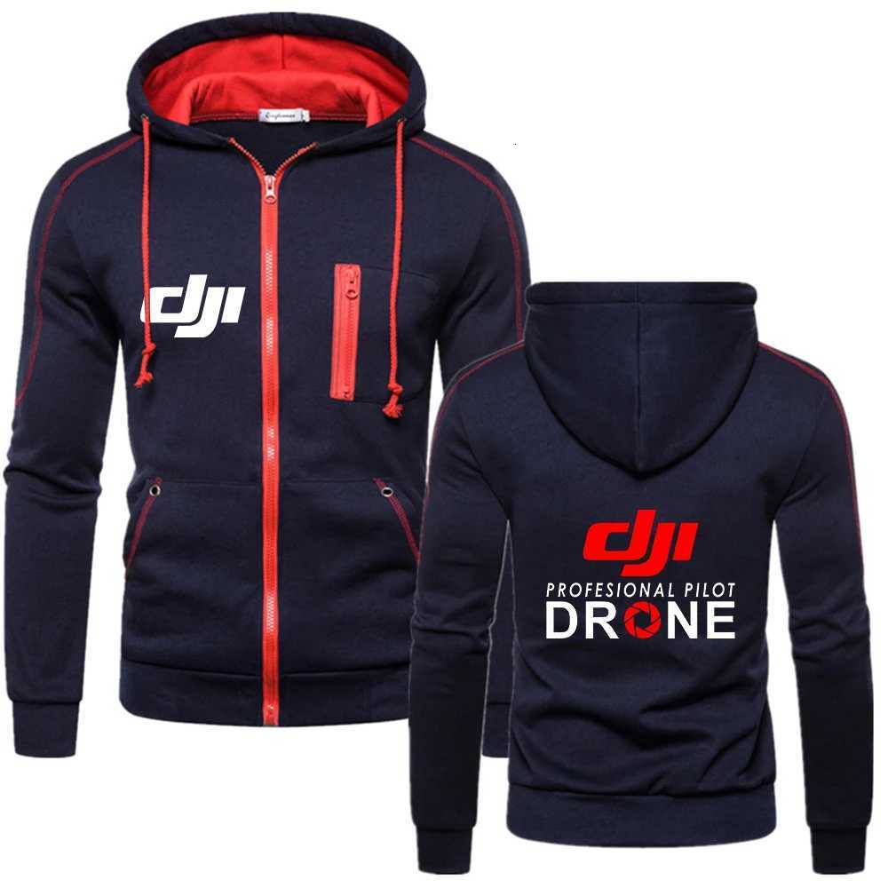 Dji Professional Pilot Drone Printed Mens Hoodie Warm Hooded Sweatshirt Coat Tops Jacket Outwear Zip Up Jumper Sweater W251020