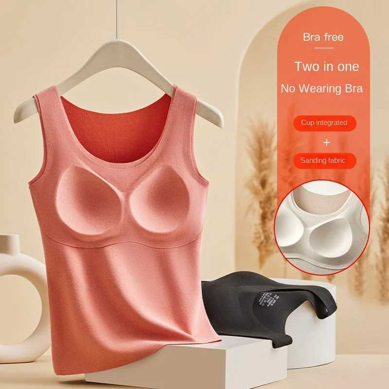 Thermal Vest for Women with Padded Chest Thickened FleeceLined Autumn and Winter BraFree Inner Wear Tank Top With Buildin BraT251020
