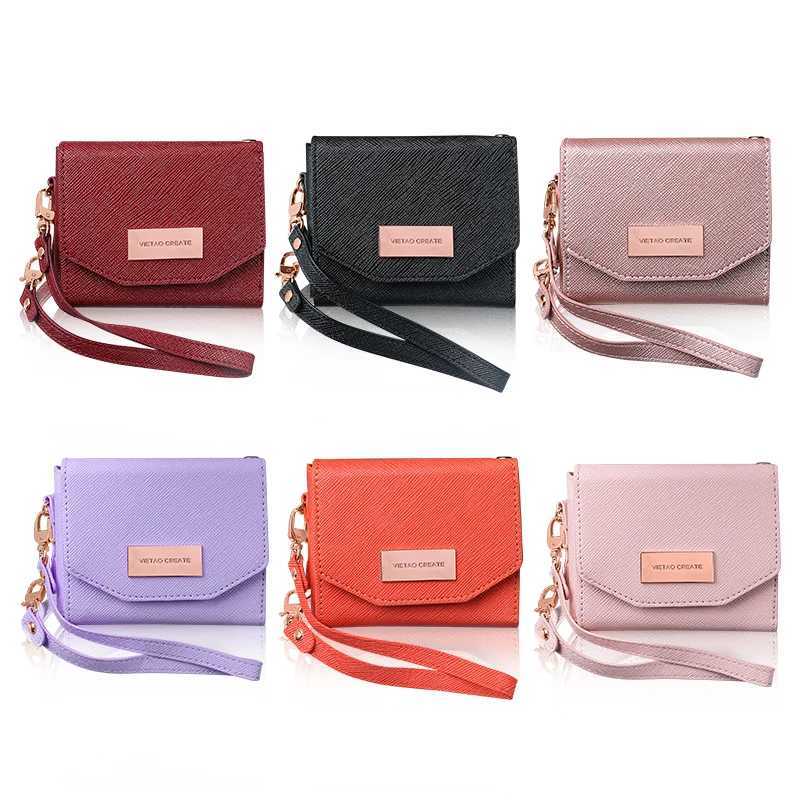 VietaoLeather Wallet Case for Galaxy Z Flip 4 3 Z4 Z3 z flip 5 phone case with hand strap Z flip 6 Flip 7 caseY251020