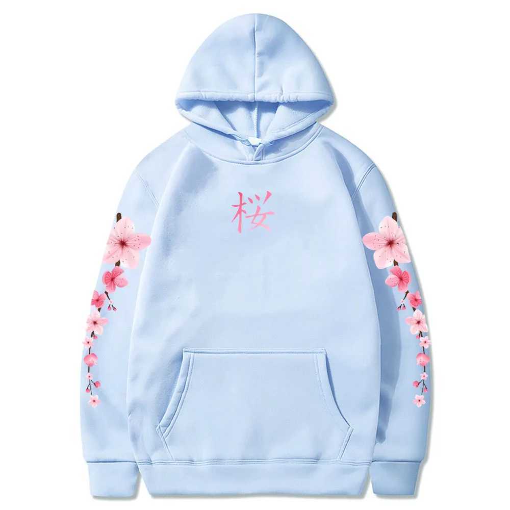 Japanese Blossom Sakura Graphic Hoodies Long Sleeve Winter Hooded Sweatshirts Casual WomenMen Comfortable Pullovers with Pocket W251020