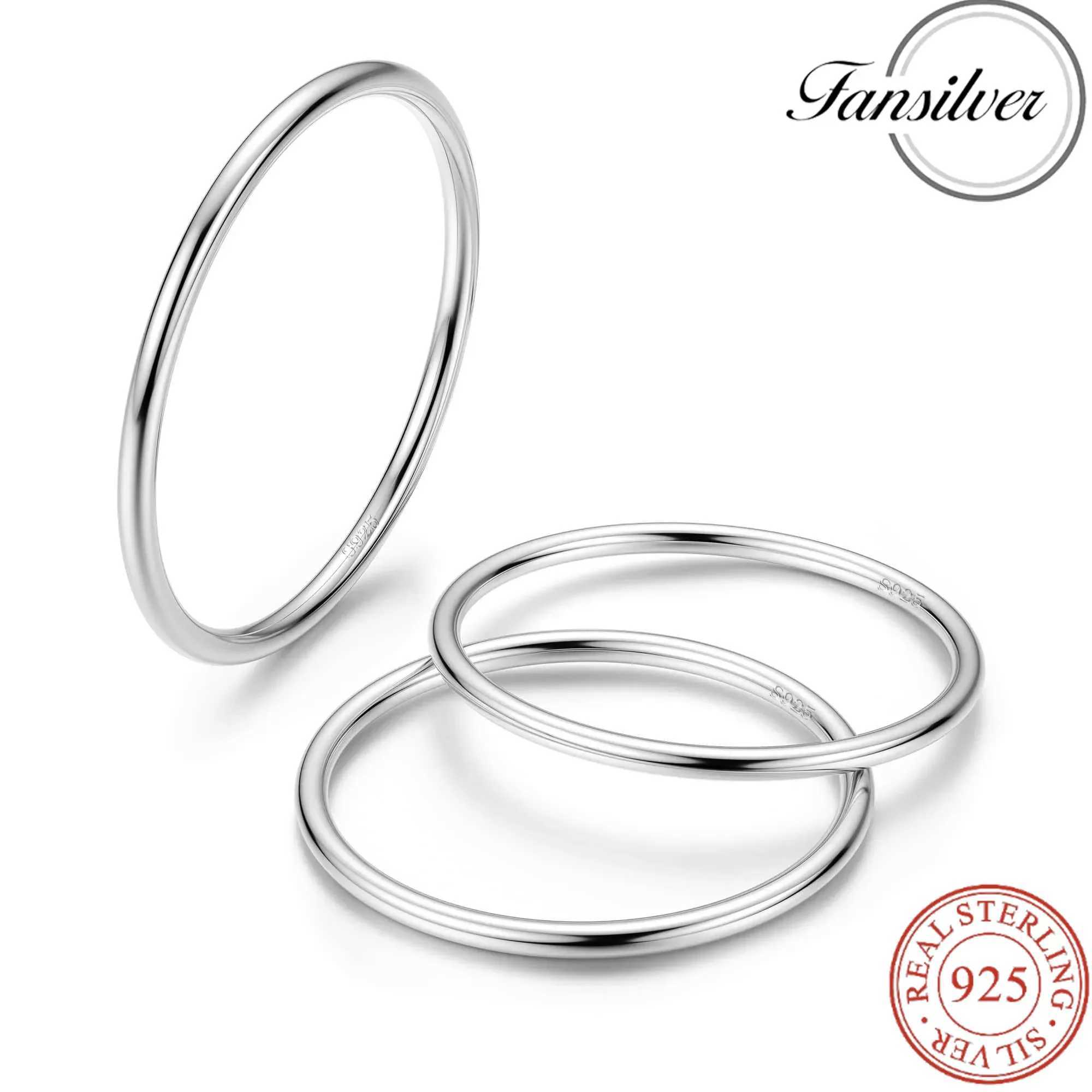 Fansilver S925 Sterling Silver Rings 1mm 18K Wihte Gold Filled Stacking Stackable Knuckle Pinky Thumb Ring for Women J251020