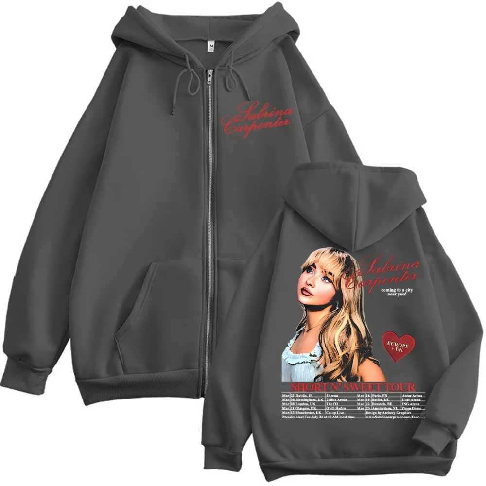 Sabrina Carpenter Short N Sweet Album Merch Zipper Hoodies Fashion Aesthetic Zip Up Sweatshirt Men Women Harajuku Y2k Pullovers W251020
