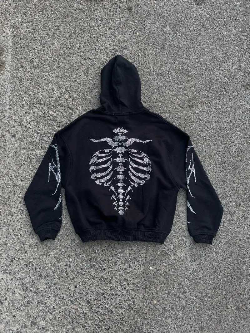 2025 Winter Trendy American Street HipHop Rock Anime Printed Hoodie Men Y2k Gothic Punk Casual Loose Pullover Sweatshirt Women W251020